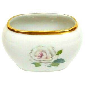 Vintage KPM Germany Krister Mini Oblong Vase With Flowers 3” L X 2-1/4” H